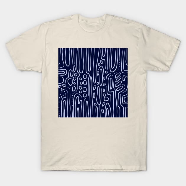 Horizontal watercolor lines on a blue background pattern design T-Shirt by jen28